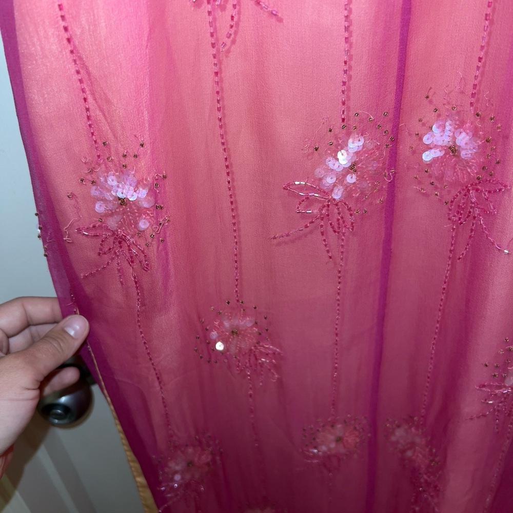 Vintage 90’s Papéll Boutique Evening Gown, Pink Silk Embellished Dress (size 8) - Picture 3 of 13